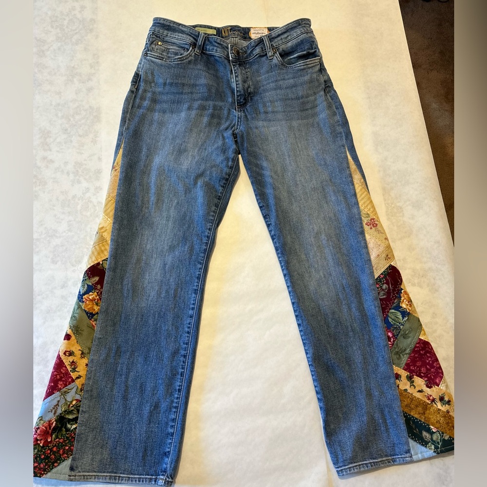 Quilted, flared, Kut from the Kloth Blue Denim Jeans